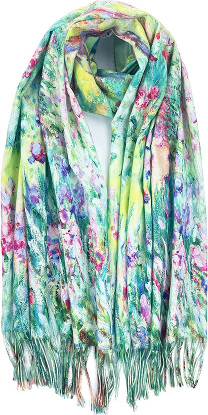 Soft Cashmere Feel Scarf for Women Elegant Large Winter Warm Scarves Shawl Wrap Gifts Monet Klimt Van Gogh'S Art Printed Apparel & Accessories > Clothing Accessories > Scarves & Shawls VIUJUH Tulip  