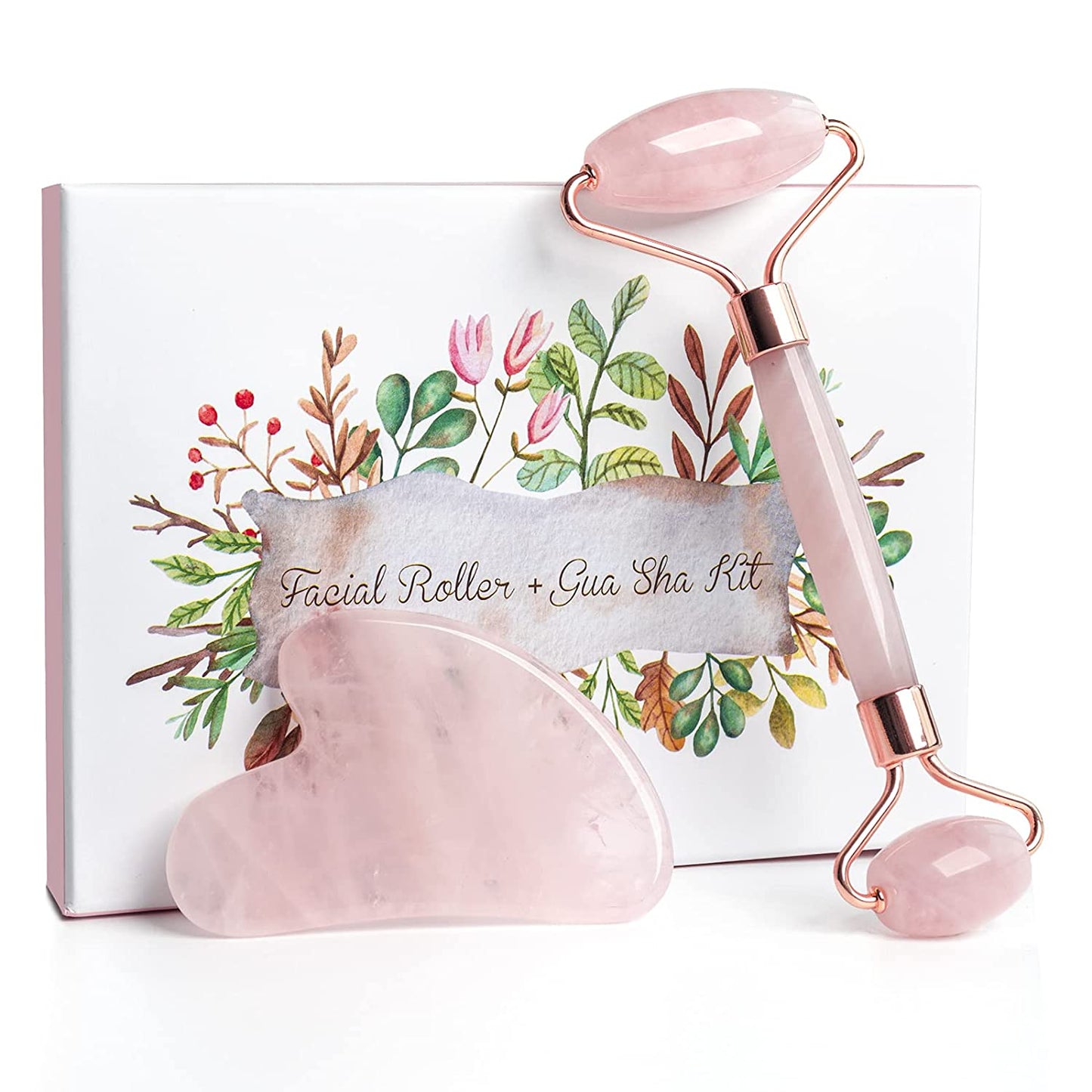 Jade Roller for Face Rose Quartz, Qhou Jade Roller Gua Sha Set Facial Roller Massager for Eyes, Neck, Body – anti Aging Beauty Skin Care Tools Health & Beauty > Personal Care > Cosmetics > Cosmetic Tools > Skin Care Tools Qhou   