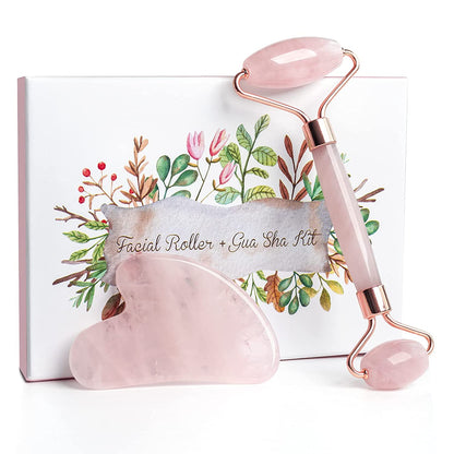 Jade Roller for Face Rose Quartz, Qhou Jade Roller Gua Sha Set Facial Roller Massager for Eyes, Neck, Body – anti Aging Beauty Skin Care Tools Health & Beauty > Personal Care > Cosmetics > Cosmetic Tools > Skin Care Tools Qhou   