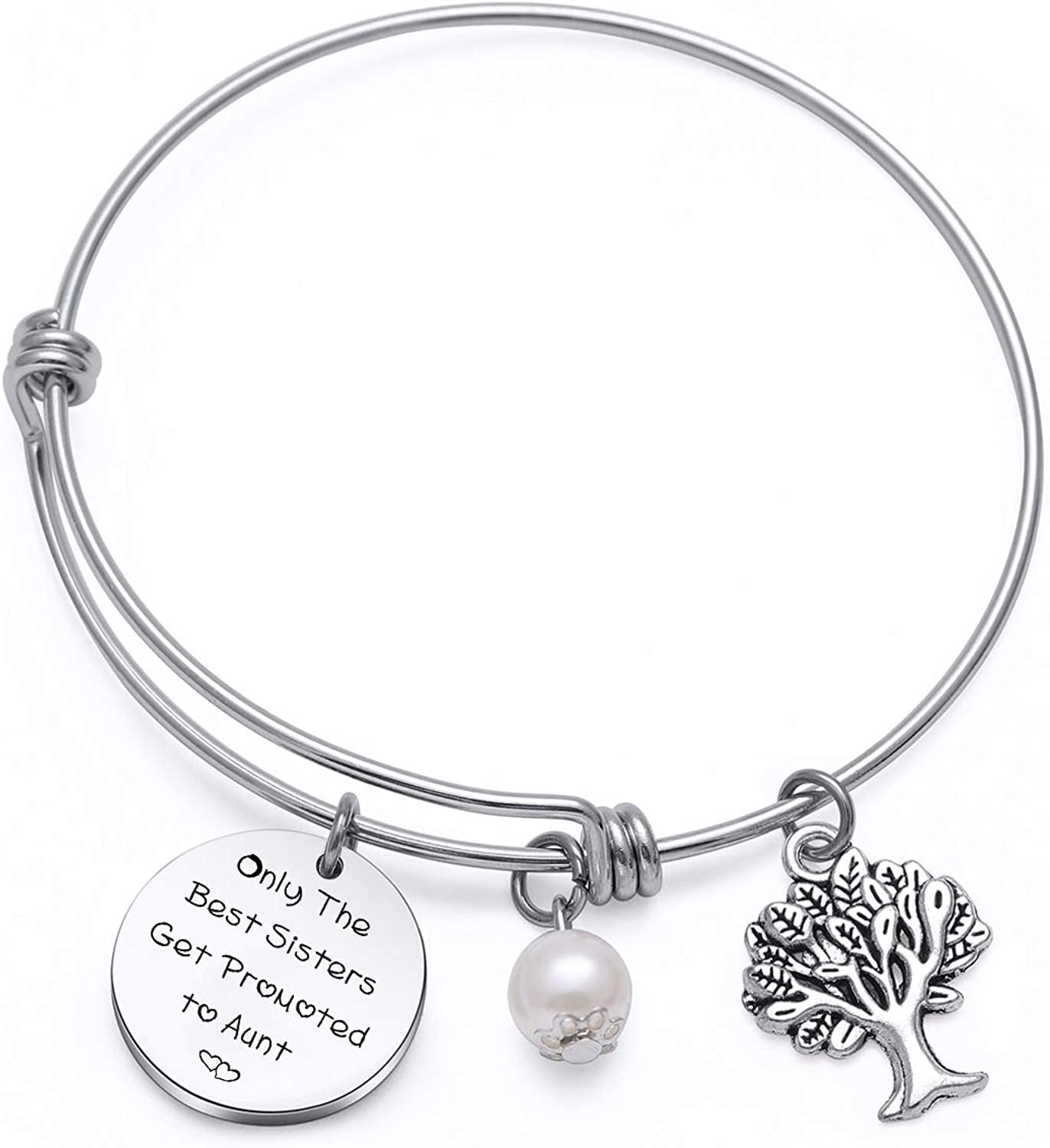 Tzrnhm Blossom New Aunt Gift for Sisters Friends Only the Best Sisters Get Promoted to Aunt Bracelet Keychain Apparel & Accessories > Jewelry > Bracelets TzrNhm Blossom Bangle  