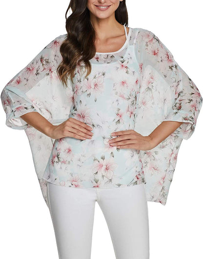 Women'S Chiffon Scarve Shawls Wraps Qunsia Floral Poncho Bikini Cover up Tops Apparel & Accessories > Clothing Accessories > Scarves & Shawls Qunsia   