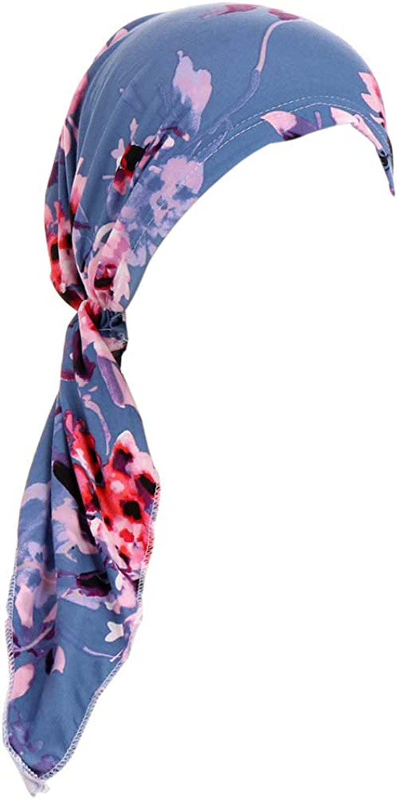 Fxhixiy Pre-Tied Bandana Turban Hat Chemo Cancer Headscarf Headwraps Headwear for Women Hair Cover Hat Apparel & Accessories > Clothing Accessories > Bandanas & Headties Fxhixiy Lake Blue  