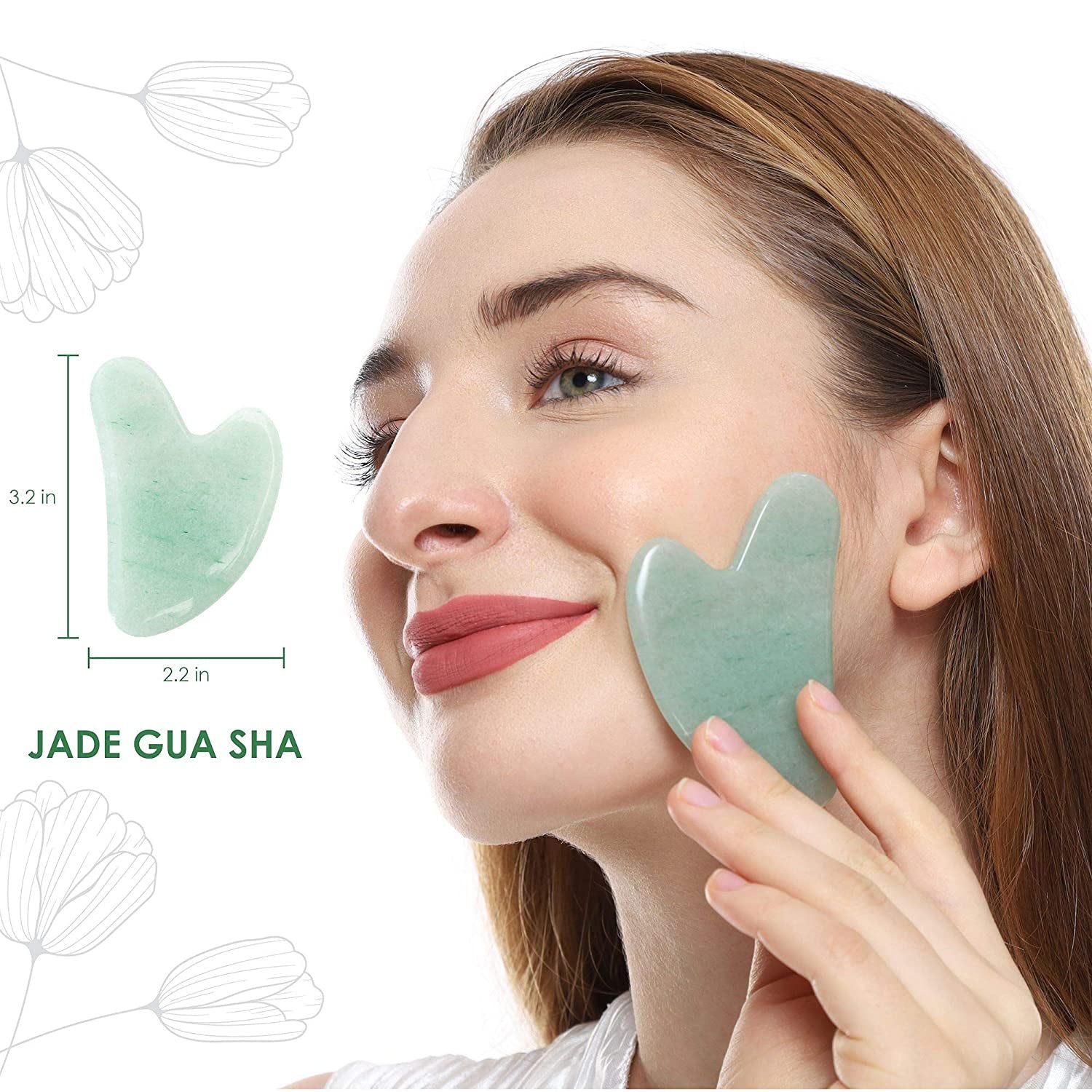 Gua Sha Facial Tools FUASHA - Premium 2-In-1 Jade & Rose Quartz Gua Sha Set - Lymphatic Drainage Scraping Massage Stone - Guasha Tool for Face - Facial Tools Sculpting Pack Health & Beauty > Personal Care > Cosmetics > Cosmetic Tools > Skin Care Tools Fuasha   
