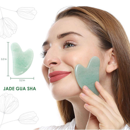 Gua Sha Facial Tools FUASHA - Premium 2-In-1 Jade & Rose Quartz Gua Sha Set - Lymphatic Drainage Scraping Massage Stone - Guasha Tool for Face - Facial Tools Sculpting Pack Health & Beauty > Personal Care > Cosmetics > Cosmetic Tools > Skin Care Tools Fuasha   
