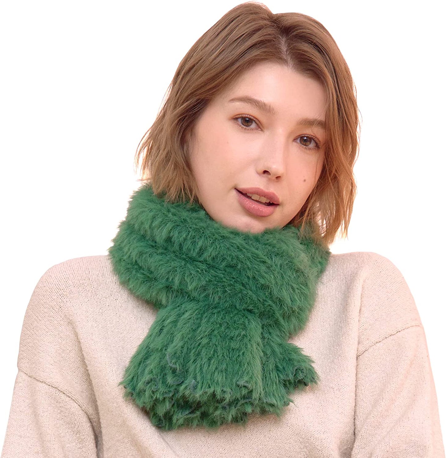 ONE Scarf: Infinity Scarf, Faux Fur Shawl, Giving Shawl, Scarfs for Women Winter Warm, Shawl Wraps for Women by KM CHOICE Apparel & Accessories > Clothing Accessories > Scarves & Shawls KM CHOICE Green  