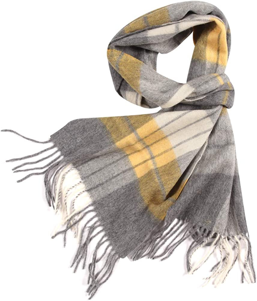 WAMSOFT 100% Pure Wool Scarf, Thick Long Plaid Scarf Winter Tartan Scarves for Men Women… Apparel & Accessories > Clothing Accessories > Scarves & Shawls WAMSOFT Yellow/Gray Plaid  