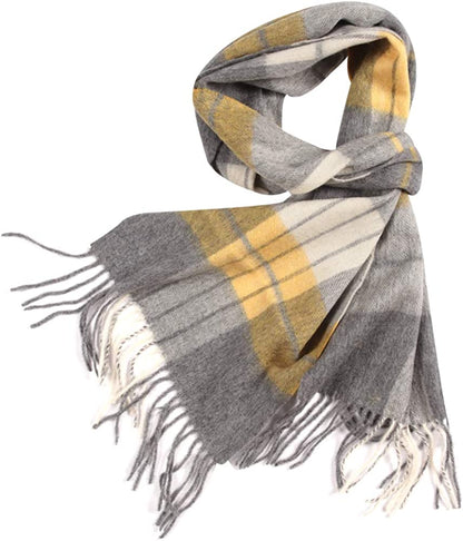 WAMSOFT 100% Pure Wool Scarf, Thick Long Plaid Scarf Winter Tartan Scarves for Men Women… Apparel & Accessories > Clothing Accessories > Scarves & Shawls WAMSOFT Yellow/Gray Plaid  