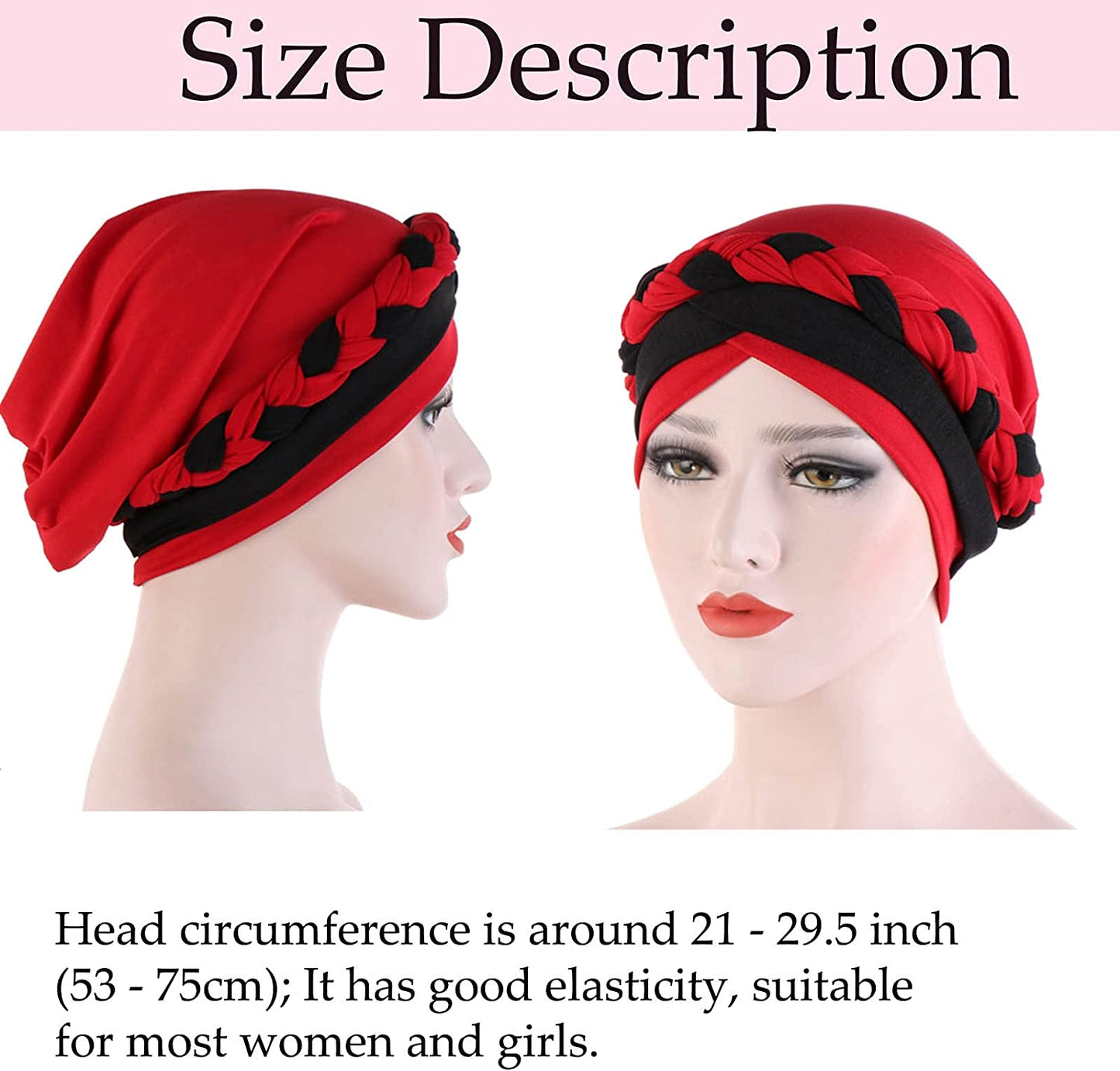 Woeoe Women African Turban India'S Hat Black Stretch Braid Head Wrap Apparel & Accessories > Clothing Accessories > Headwear Woeoe   
