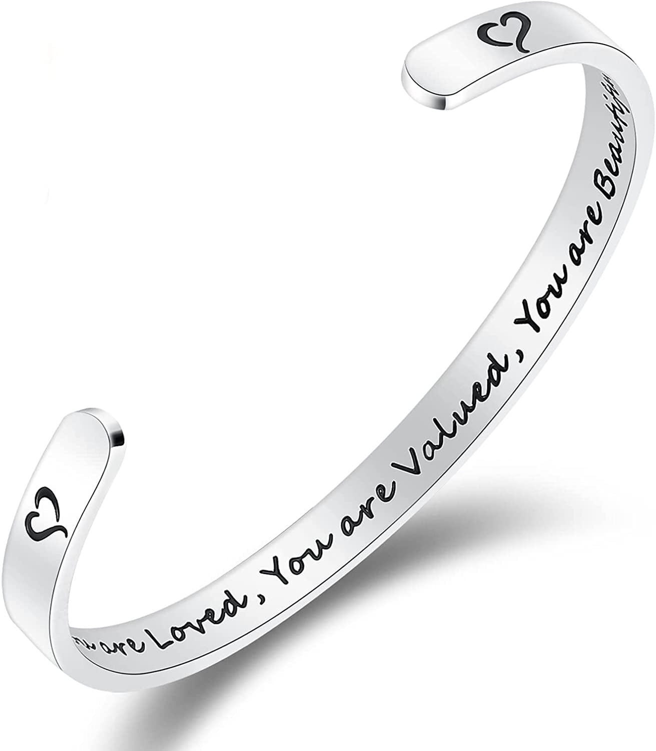 THEMEROL Meaningful Bracelet for Girls Women with Gift Box Birthday Gift for Daughter Sister Mother Best Friend Personalized Mantra Quote Jewelry Gift for Her Apparel & Accessories > Jewelry > Bracelets THEMEROL You are loved you are valued you are beautiful  