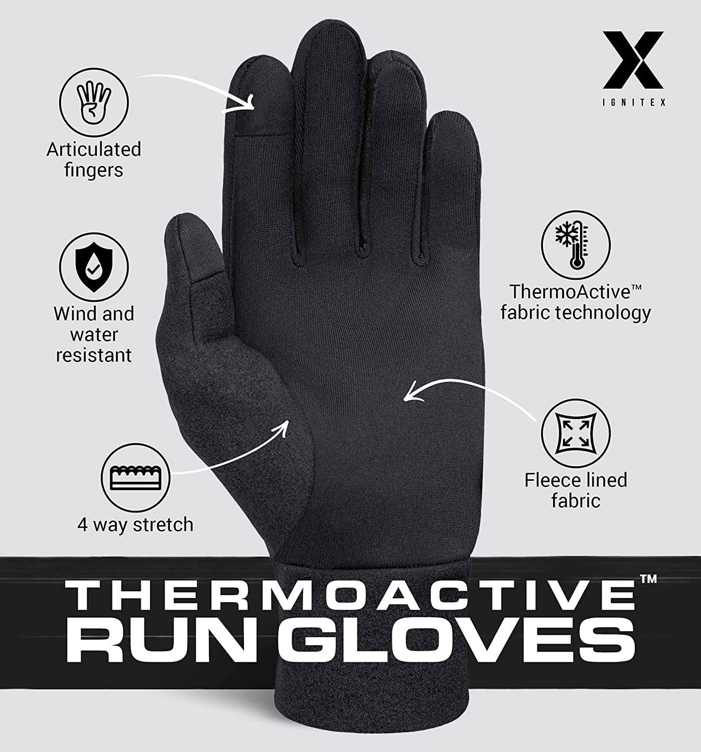 Running Glove Liners - Thermal Winter Gloves for Men & Women - Thin & Lightweight Cold Weather Gloves for Cycling & Driving Apparel & Accessories > Clothing Accessories > Gloves & Mittens IGN1TE   