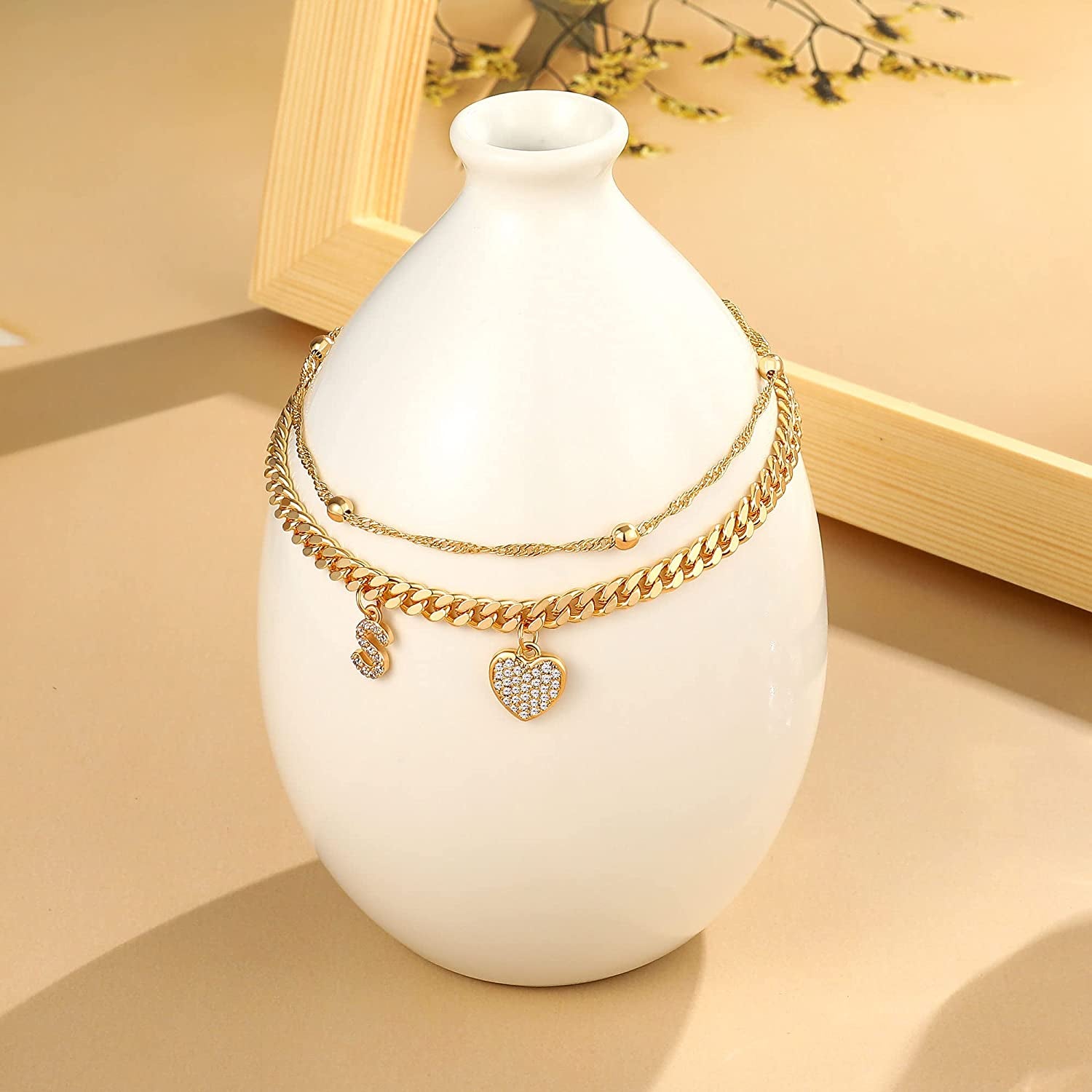 Gold Ankle Bracelets for Women 14K Gold Plated Heart Initial Cuban Link Anklets for Women Charm Gold Anklet for Women Summer Bracelets for Teen Girls Women Anklets Jewelry Apparel & Accessories > Jewelry > Anklets BRIJEWLIC   