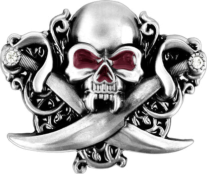 Belt Buckles of Ghost Skeleton Pirate Skull Design Cowboy Style Apparel & Accessories > Clothing Accessories > Belt Buckles Moranse Dual Blade Pirate Skull  