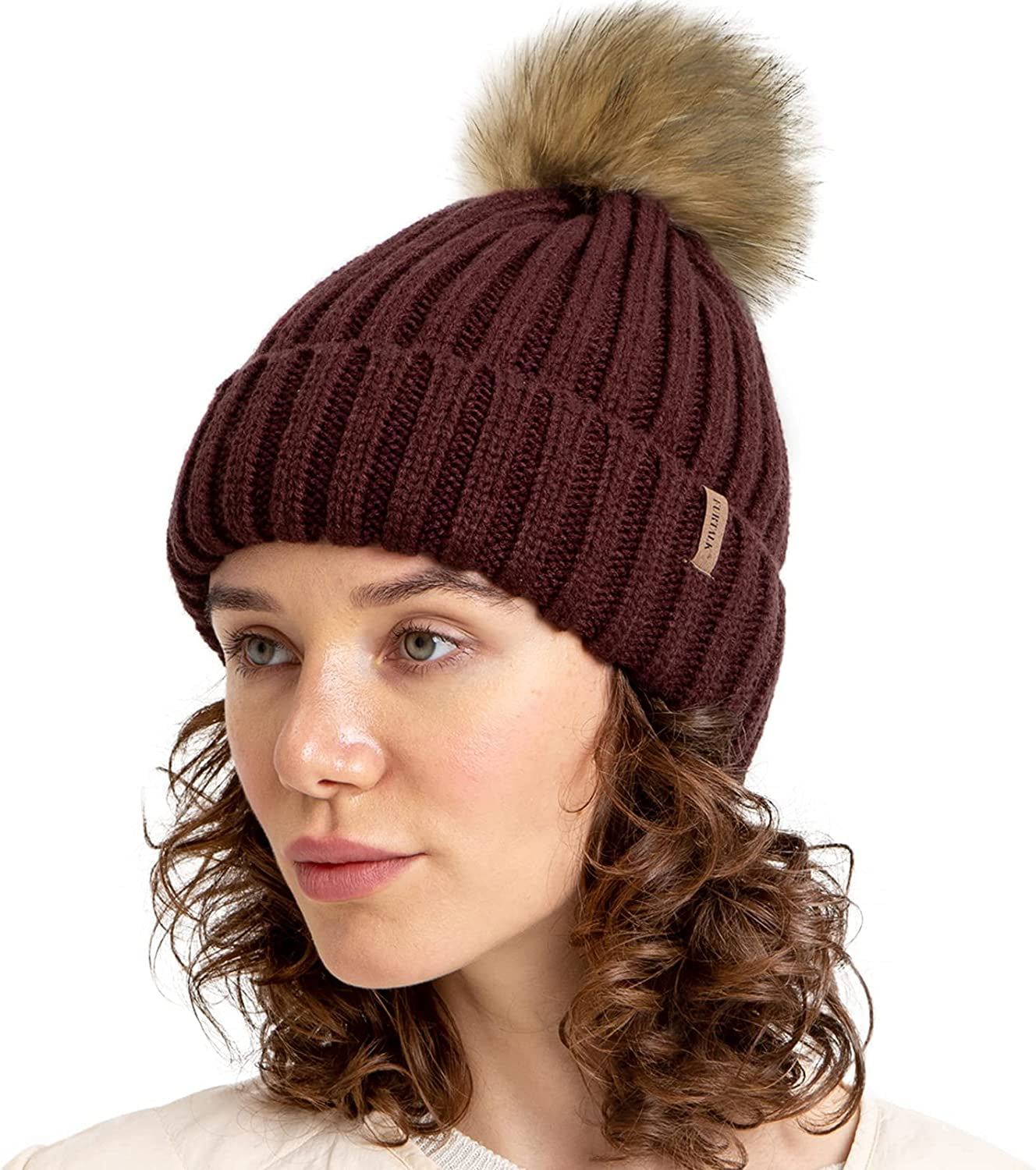 FURTALK Womens Winter Knitted Beanie Hat with Faux Fur Pom Warm Knit Skull Cap Beanie for Women… Apparel & Accessories > Clothing Accessories > Hats KYLIE MAX   