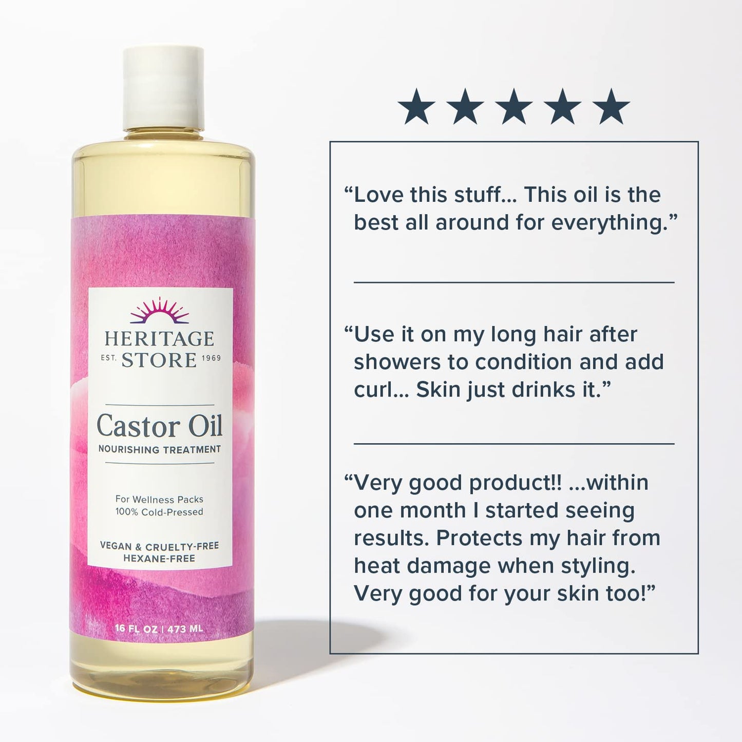 Heritage Store Castor Oil, Nourishing Hair Treatment, Deep Hydration for Healthy Hair Care, Skin Care, Eyelashes & Brows, Castor Oil Packs & More, Cold Pressed, Hexane Free, Vegan & Cruelty Free, 16Oz Health & Beauty > Personal Care > Hair Care Heritage Store   