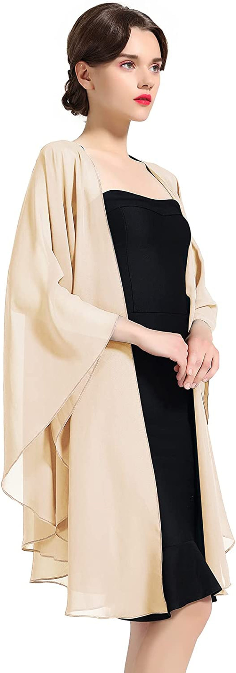 Shawl Wrap Chiffon Scarf for Women Evening Dresses Wedding Stole Black White Blue 25 Colors by BEAUTELICATE Apparel & Accessories > Clothing Accessories > Scarves & Shawls BEAUTELICATE Champagne  