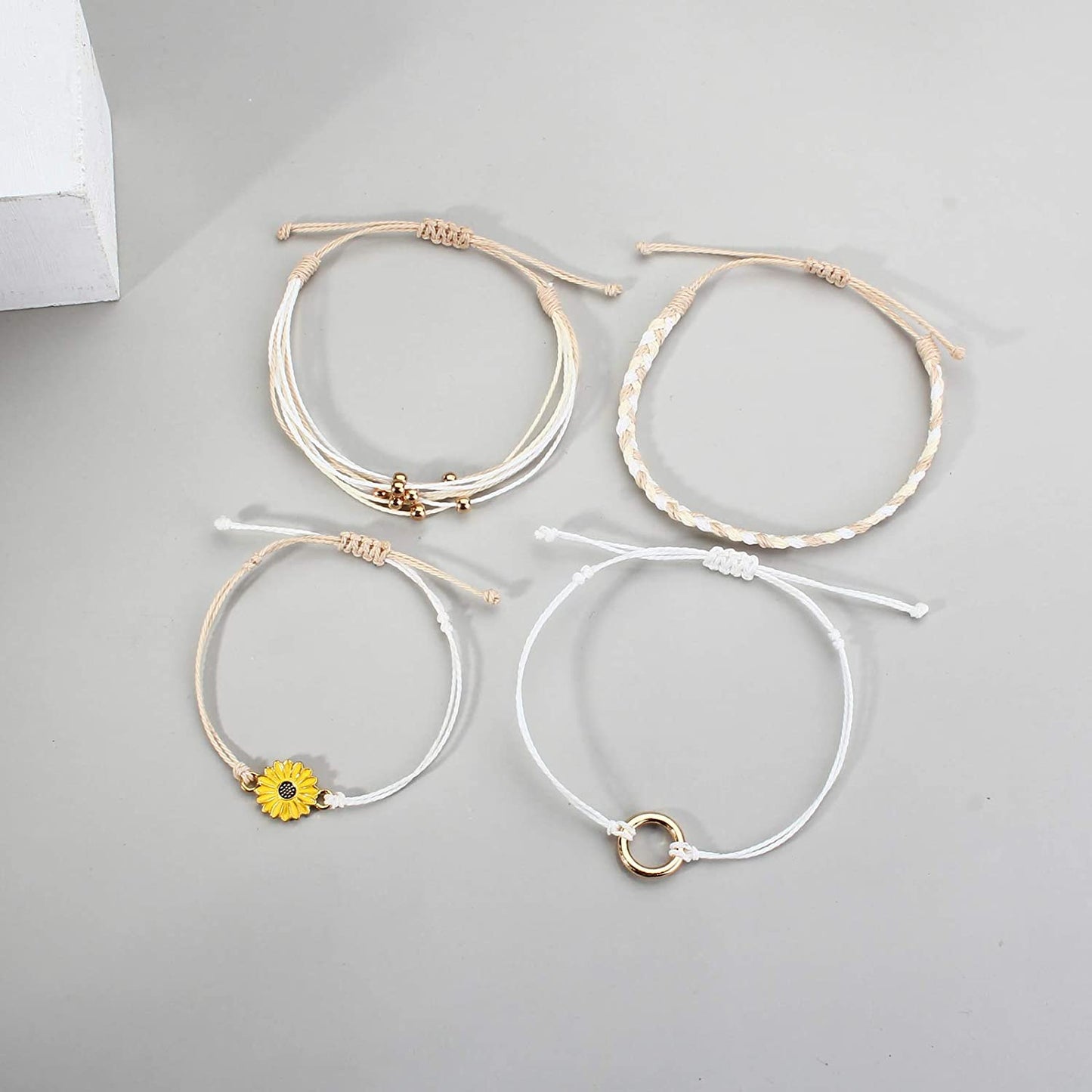 Sunflower String Bracelet Handmade Braided Rope Charms Boho Surfer Bracelet for Teen Girls Preteens Women Apparel & Accessories > Jewelry > Bracelets FANCY SHINY   