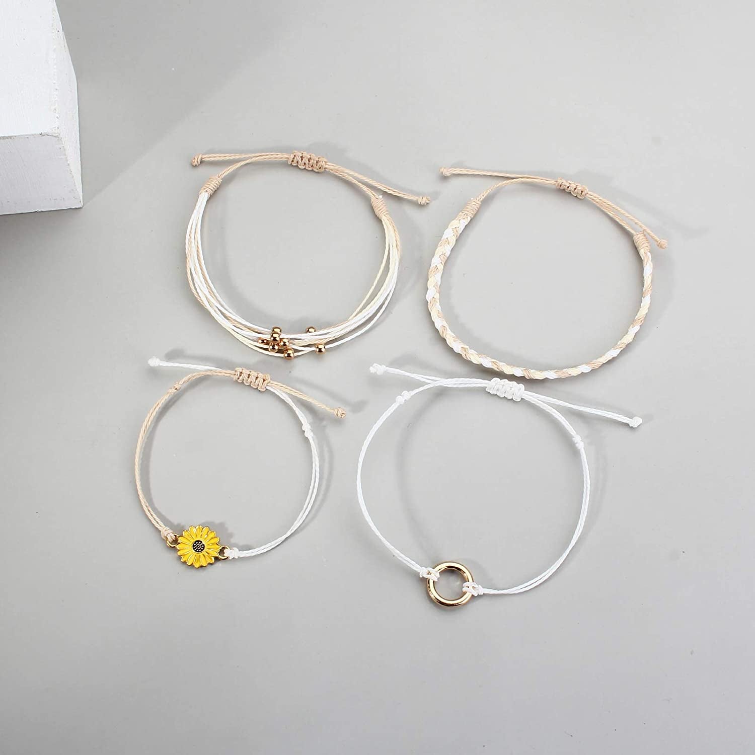 Sunflower String Bracelet Handmade Braided Rope Charms Boho Surfer Bracelet for Teen Girls Preteens Women Apparel & Accessories > Jewelry > Bracelets FANCY SHINY   