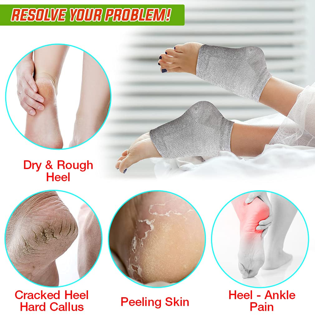 Nado Care Moisturizing Socks Lotion Gel for Dry Cracked Heels - Spa Gel Socks Humectant Moisturizer Heel Balm Foot Care Heel Softener Compression Cotton - 4 Pair Health & Beauty > Personal Care > Foot Care Nado care   