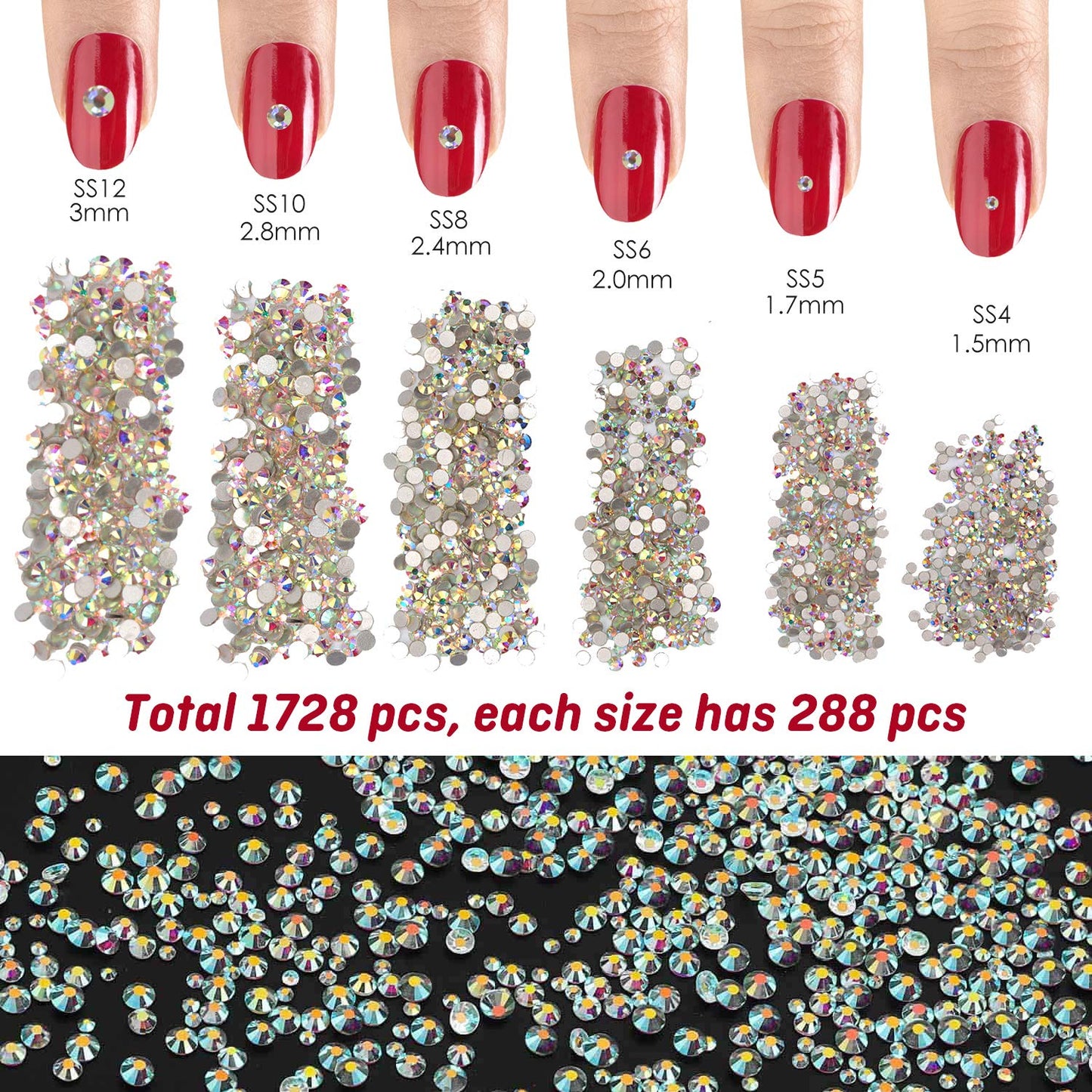 Nail Art Rhinestones - 120 Pcs Multi Shapes Crystal 1728 Pcs Rhinestones for Nails Pixie Beads Nail Metal Charms Nail Paper Forms with Nail Rhinestone Picker Dotting Tool Health & Beauty > Personal Care > Cosmetics > Cosmetic Tools > Nail Tools Kefee Kol   