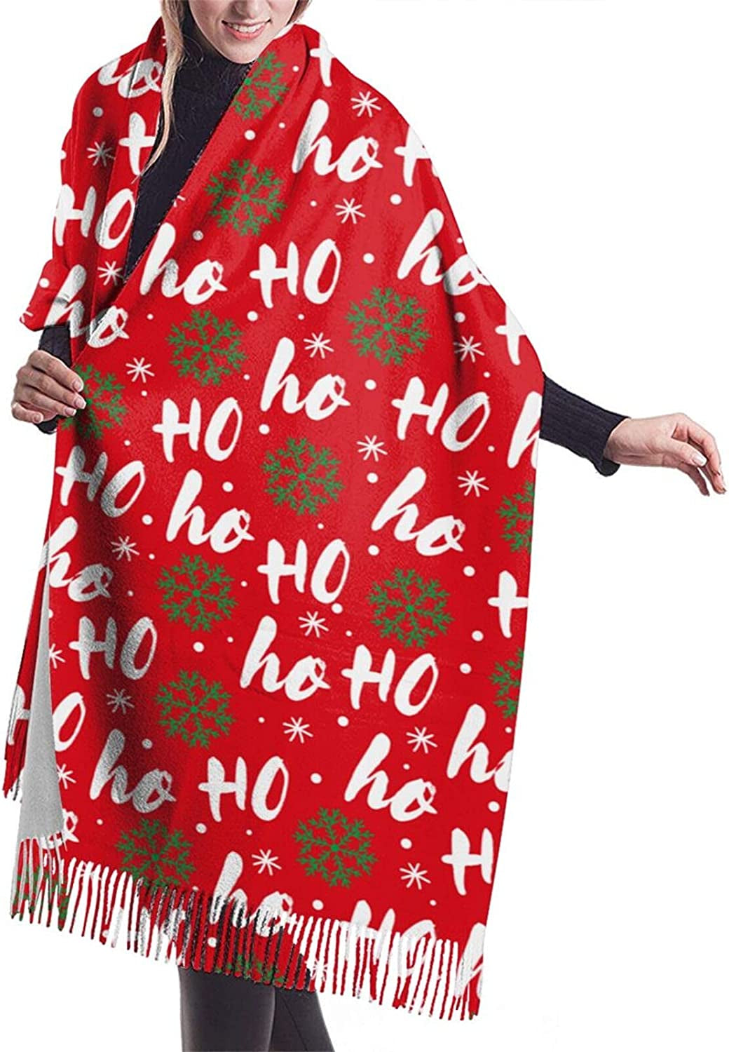 Women'S Fashion Scarves Dalmatian Print Comfortable Long Shawl Winter Soft Thick Warm Scarf Apparel & Accessories > Clothing Accessories > Scarves & Shawls PAVQWEJ Hohoho Pattern Santa Claus Laugh One Size 