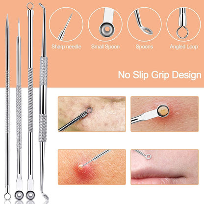 Black Head Remover Pimple Popper Tool Kit 10 Pcs, Comedone Pimple Extractor Tool, Acne Kit for Blackhead, Whitehead Popping, Zit Removing(Silver) Health & Beauty > Personal Care > Cosmetics > Cosmetic Tools > Skin Care Tools MENOLY   