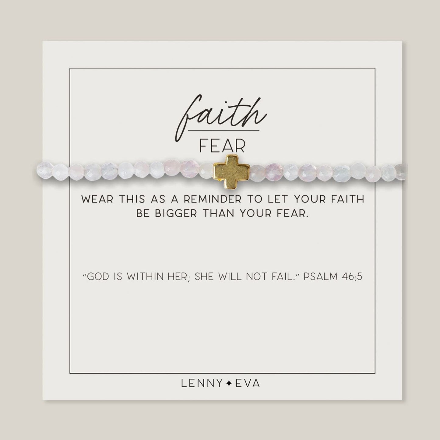 Lenny & Eva Faith over Fear Cross Stretchable Bracelets for Women, Inspirational Jewelry with Message on Card Apparel & Accessories > Jewelry > Bracelets Lenny & Eva Rose Quartz Gold Bracelet 