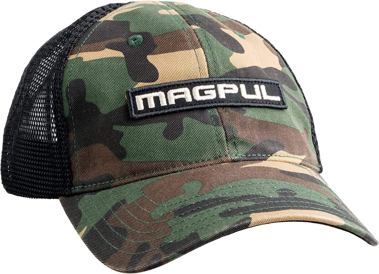 Magpul Trucker Hat Snap Back Baseball Cap, One Size Fits Most Apparel & Accessories > Clothing Accessories > Hats Magpul Wordmark Garment Washed Woodland Camo One Size 