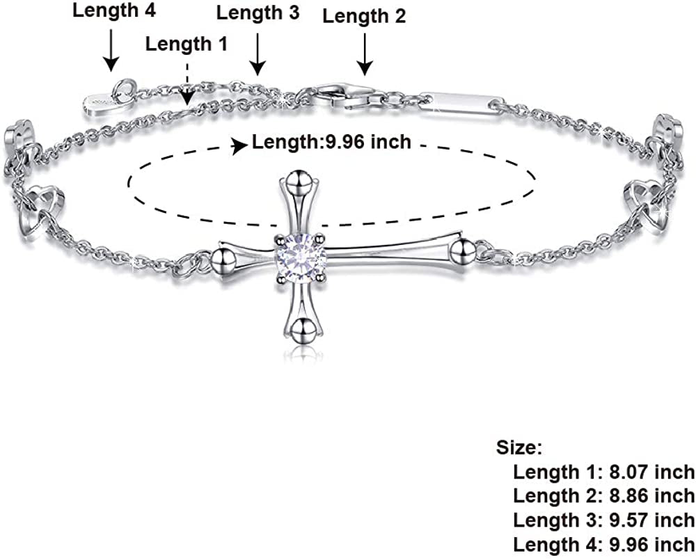 Cross Ankle Bracelet for Women, 925 Sterling Silver Charm Adjustable Foot Anklet, Large Cross Bracelet Apparel & Accessories > Jewelry > Anklets OneSight   