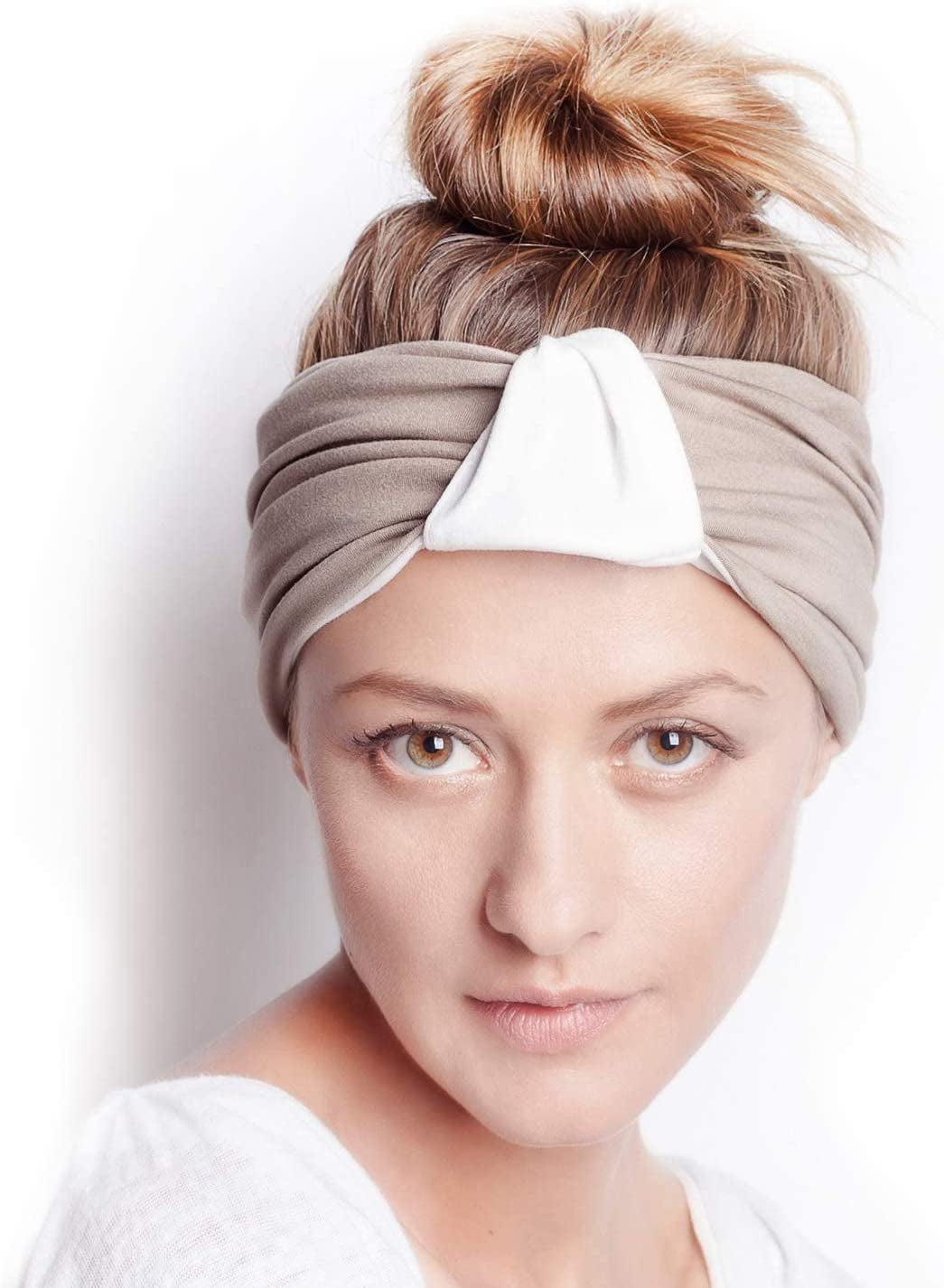 BLOM Original Headbands for Women Wear for Yoga, Fashion, Working Out, Travel or Running Multi Style Apparel & Accessories > Clothing Accessories > Headwear BLOM White & Taupe  