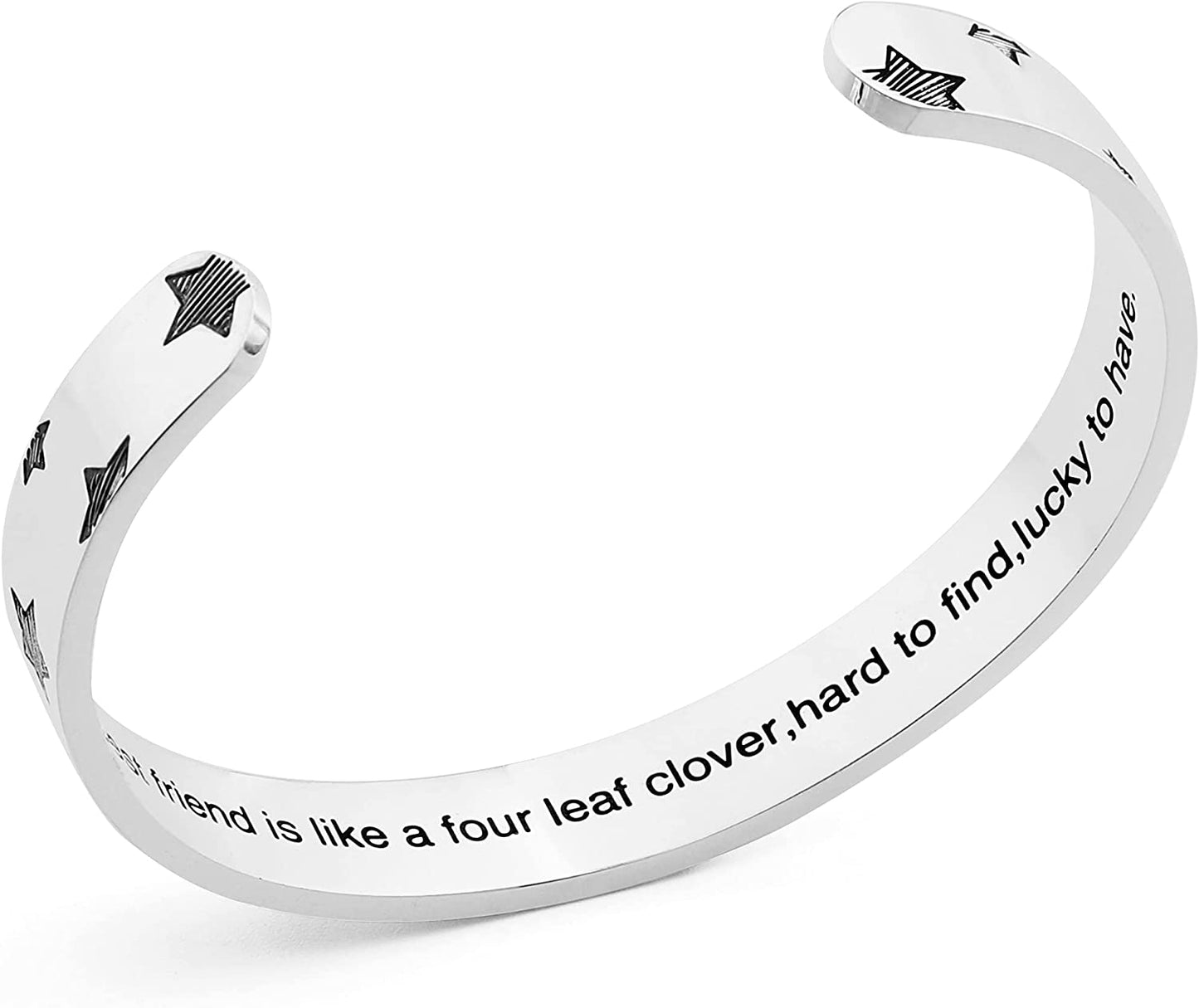 Arifoo Bracelets for Women Personalized Inspirational Jewelry Mantra Cuff Bangle Friend Encouragement Gift for Her Apparel & Accessories > Jewelry > Bracelets Arifoo a best friend is like a four leaf clover,hard to find ,lucky to have  