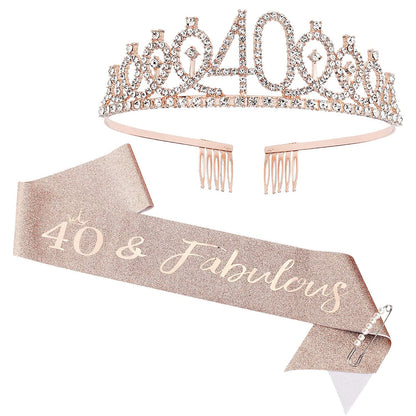 Sweet 16 Birthday Decorations Purple, 16Th Birthday Gifts for Girls, Sweet 16 Crown and Sash, 16Th Birthday Sash, Sweet 16 Sash and Tiara, Birthday Girl, Happy 16Th Birthday Party Supplies Cake Topper Apparel & Accessories > Clothing Accessories > Sashes CIEHER 40th Sash & Tiara Set  