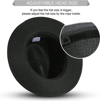 JOYEBUY Womens UPF50 Foldable Summer Straw Hat Wide Brim Fedora Sun Beach Hat Apparel & Accessories > Clothing Accessories > Hats JOYEBUY   