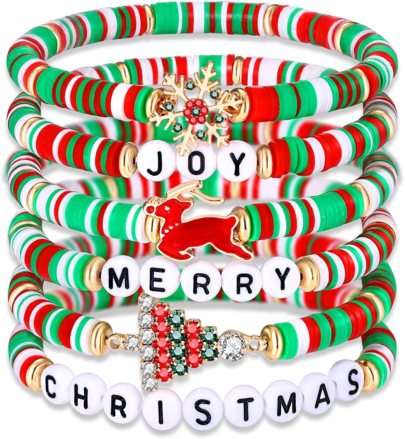 Surfer Heishi Bracelets for Women Stackable Rainbow Vinyl Disc Clay Beaded Stretch Bracelets Elastic Layering Friendship Bracelets Boho Summer Beach Jewelry Apparel & Accessories > Jewelry > Bracelets XOCARTIGE Christmas 3  