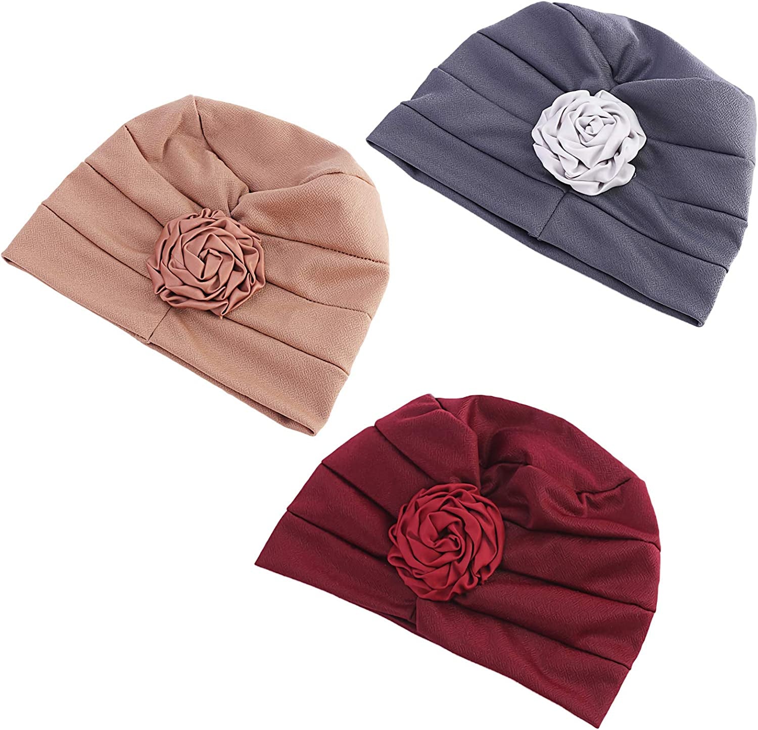 Kingrol 6 Pack Flower Head Wrap Beanies Hat, Stretch Casual Turbans Fashion Slouchy Hat Sleep Caps Chemo Hat Caps for Women Apparel & Accessories > Clothing Accessories > Headwear Kingrol   
