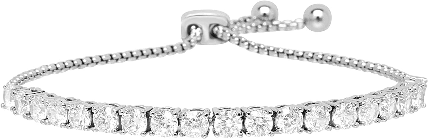 Devin Rose Women’S Bolo Bracelet – Slide Adjustable Cubic Zirconia Crystal Tennis Bracelet Apparel & Accessories > Jewelry > Bracelets Devin Rose 4mm White  