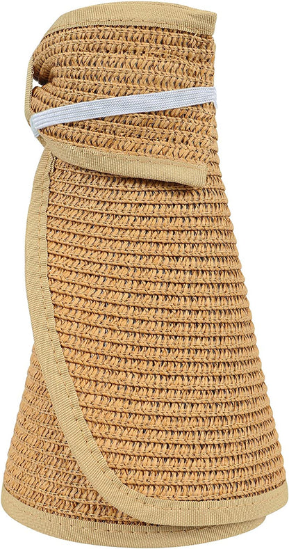Simplicity Women'S UPF 50+ Wide Brim Roll-Up Straw Sun Hat Sun Visor Apparel & Accessories > Clothing Accessories > Hats Simplicity   