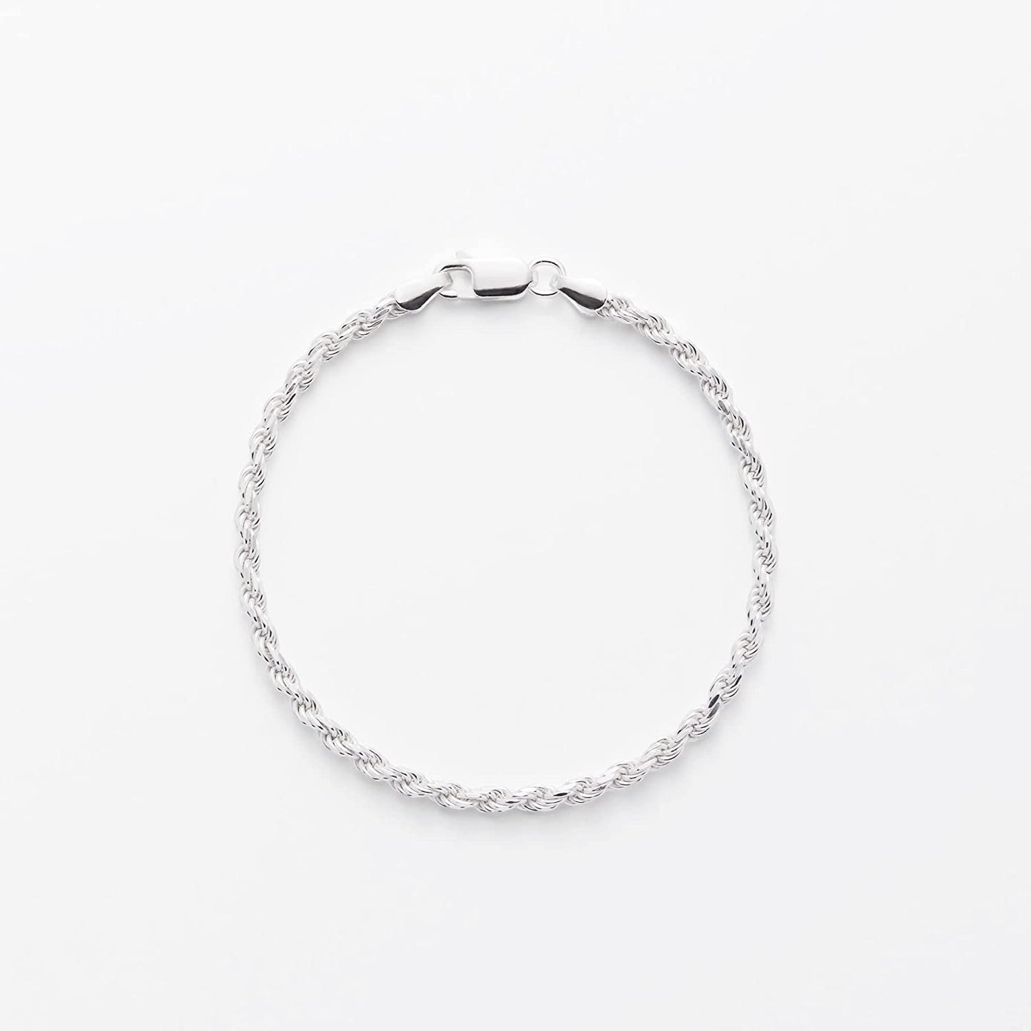 Essentials Gold or Rhodium Plated Sterling Silver Diamond-Cut Rope Chain Link Bracelet Apparel & Accessories > Jewelry > Bracelets KYLIE MAX   