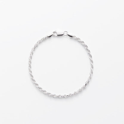 Essentials Gold or Rhodium Plated Sterling Silver Diamond-Cut Rope Chain Link Bracelet Apparel & Accessories > Jewelry > Bracelets KYLIE MAX   