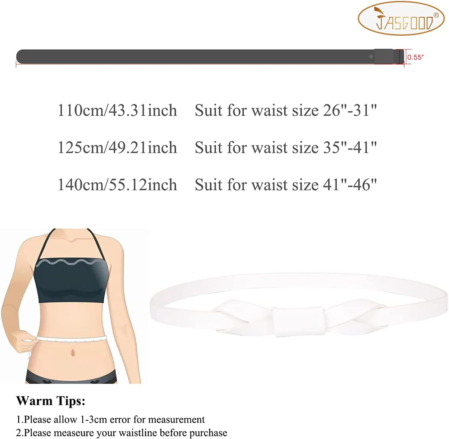 JASGOOD Women PU Leather Skinny Belt for Dress Adjustable Thin Waist Belt for Lady Apparel & Accessories > Clothing Accessories > Belts KYLIE MAX   