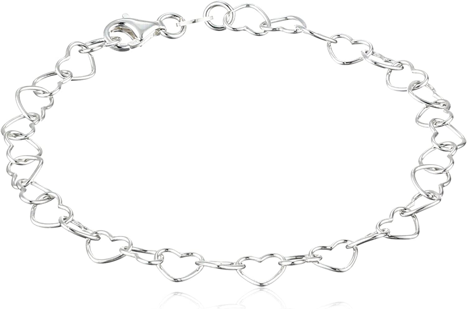 Collection Silver 5.3Mm Rolo Heart Link Bracelet Apparel & Accessories > Jewelry > Bracelets Amazon Collection Silver 7.25" 
