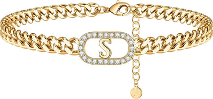 IEFWELL Gold Initial Ankle Bracelets for Women, 14K Gold Filled Gold Anklets for Women Cuban Link Anklets for Women Handmade Gold Ankle Bracelets for Women Ankle Bracelets Gold Jewelry Apparel & Accessories > Jewelry > Anklets IEFWELL S  