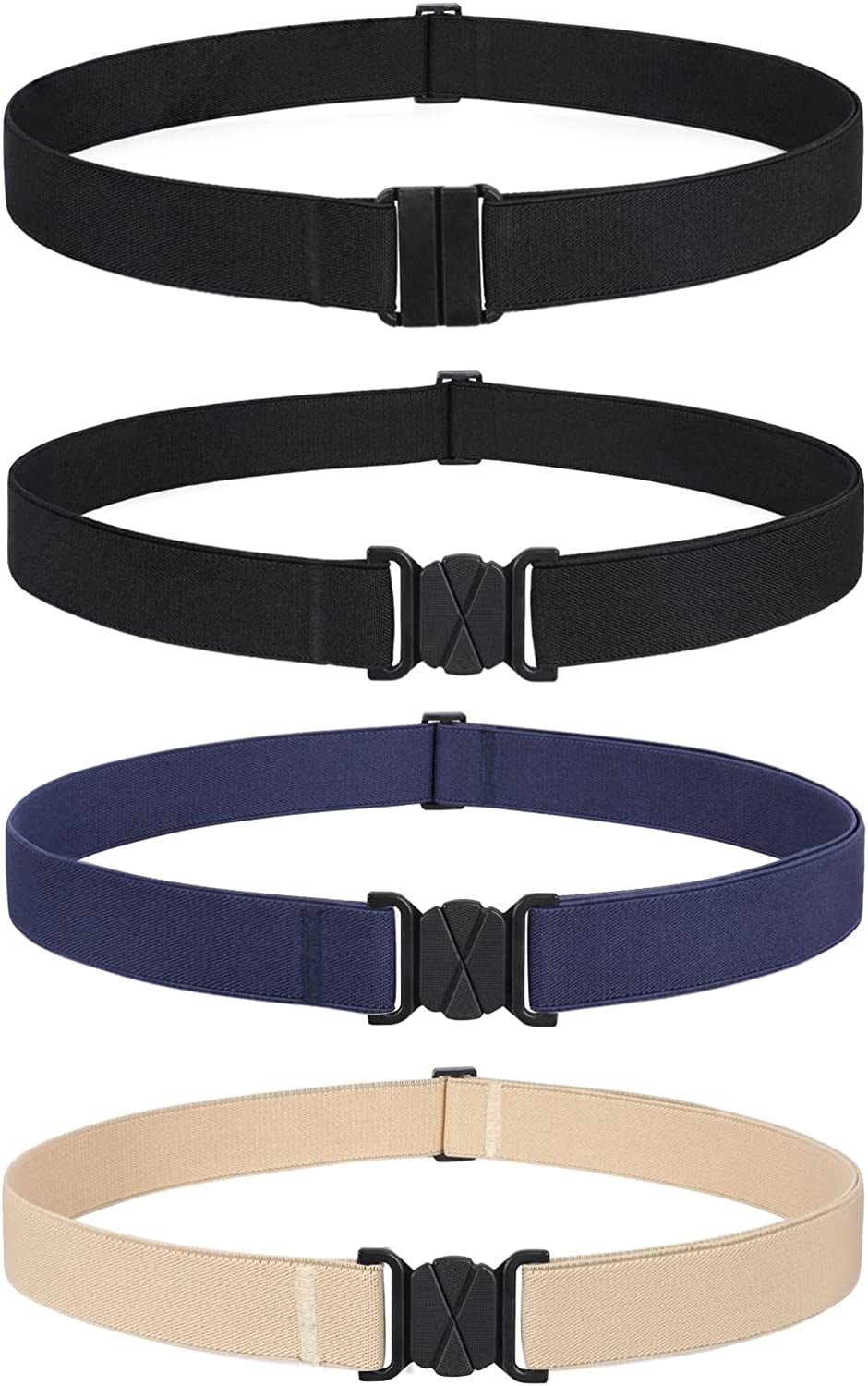 Women Invisible Belt, Comfortable Adjustable Stretch No Show Belt with Flat Buckle by SUOSDEY Apparel & Accessories > Clothing Accessories > Belts SUOSDEY 05-black+black+blue+beige US Size:14+ 