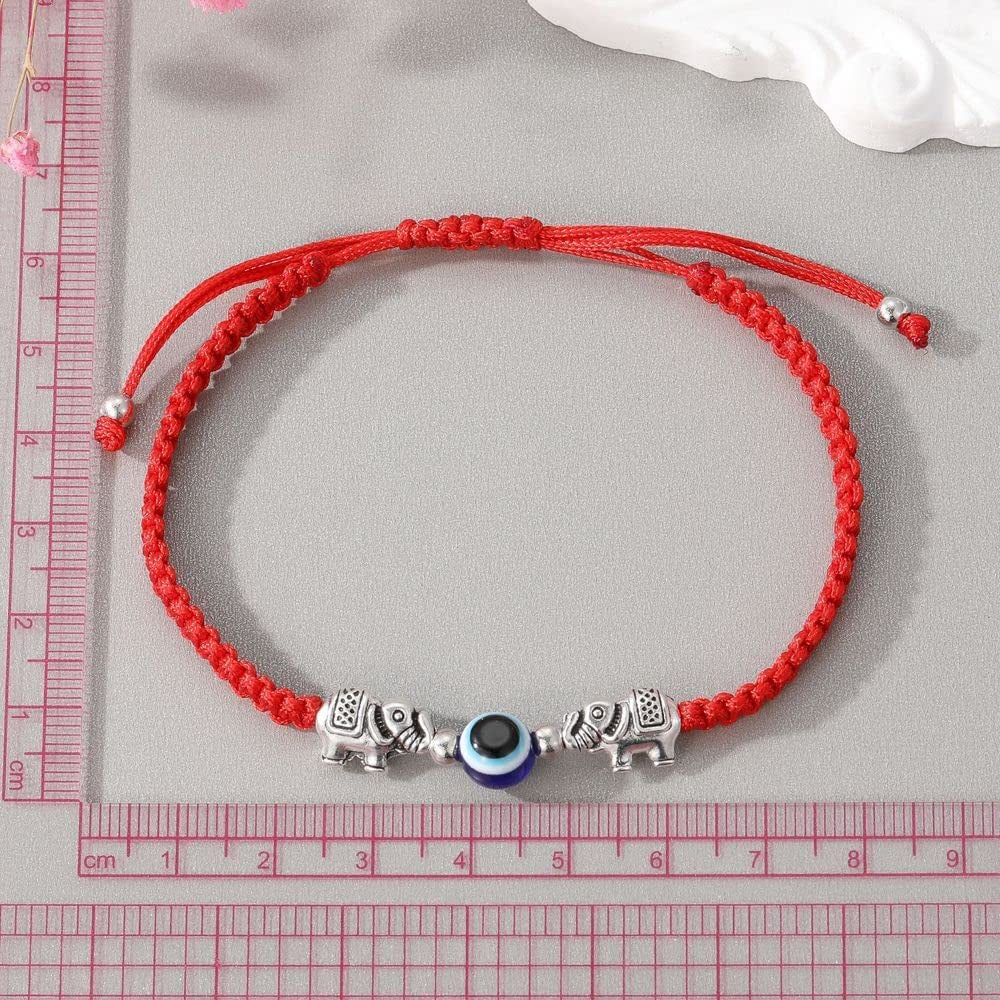 Evil Eye Pendant Bracelet Anklet,Red Blue Black Line Hand Turtle Elephant Pendant Adjustable Braided Bracelet Anklet for Women Men(Flower,Black) Apparel & Accessories > Jewelry > Bracelets Generic   