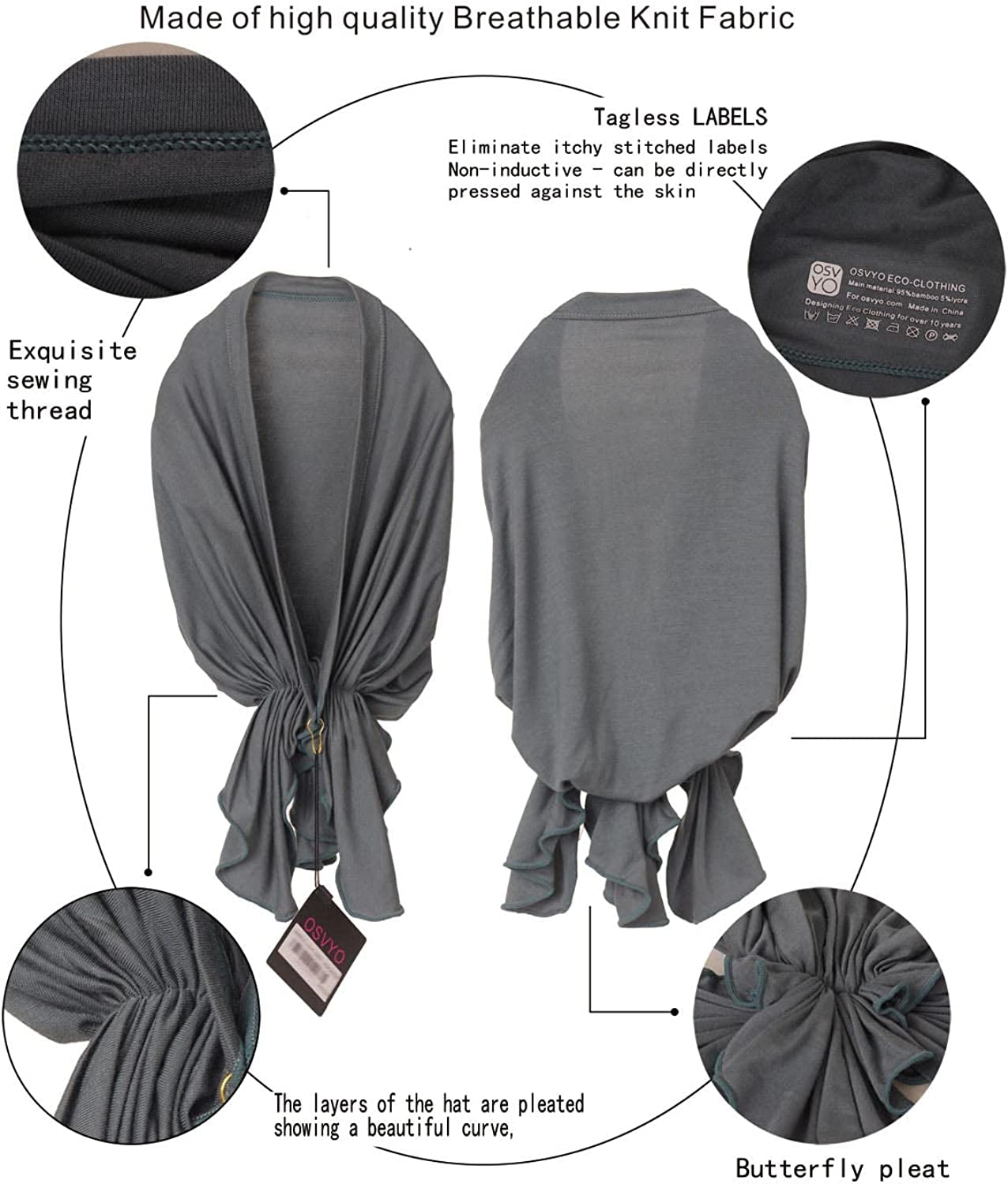 Osvyo Bamboo Chemo Headscarf for Women Hair Loss - Cancer Slip on Headwear Turbans Sealed Packaging Apparel & Accessories > Clothing Accessories > Headwear osvyo   