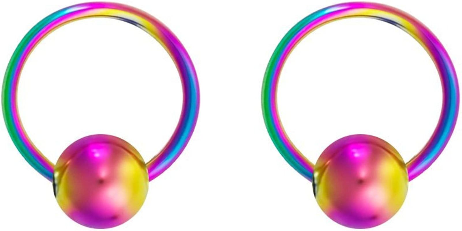 Forbidden Body Jewelry 316L Surgical Steel Captive Bead Piercing Hoop (Pair) 10G 12G 14G 16G 18G 20G, Diameter 6 to 12Mm Black and Rainbow Apparel & Accessories > Jewelry > Rings Forbidden Body Jewelry Rainbow: 16g, 6mm  