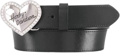 Harley-Davidson Women'S Rebel Embellished Heart Genuine Leather Belt - Black Apparel & Accessories > Clothing Accessories > Belts Lodis   