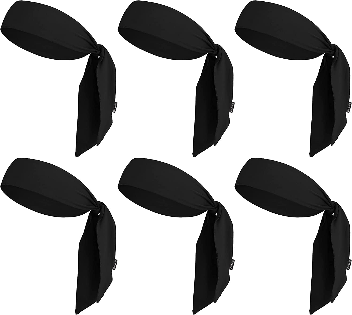 Tie Headband for Women, Men, & Kids - Karate Headband, Ninja Headbands, Tie Headbands for Muay Thai, Softball, Basketball, Sports & Tennis - Pirate & Athletic Headbands - Sweat Wicking Headband Apparel & Accessories > Clothing Accessories > Bandanas & Headties OutdoorEssentials 6 Black  