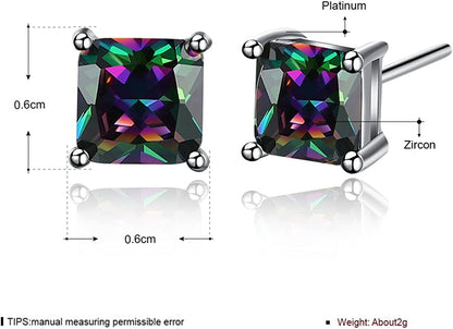 Buycitky 18K White Gold Plated Multicolor Black Cubic Zirconia Stud Earrings for Women Teen Girls Jewelry Apparel & Accessories > Jewelry > Earrings Buycitky   