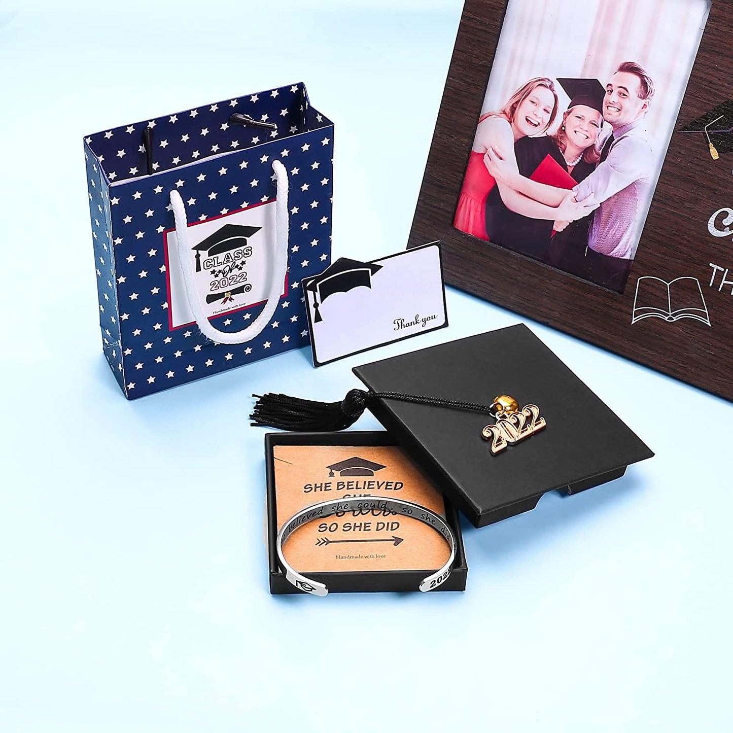 Inspirational Graduation Gifts Cuff Bracelet - Engraved Inspirational Bracelet Cuff with 2022 Graduation Grad Cap She Believed She Could so She Did Bracelet Graduation Friendship Gifts for Her 2022 Apparel & Accessories > Jewelry > Bracelets Turandoss   
