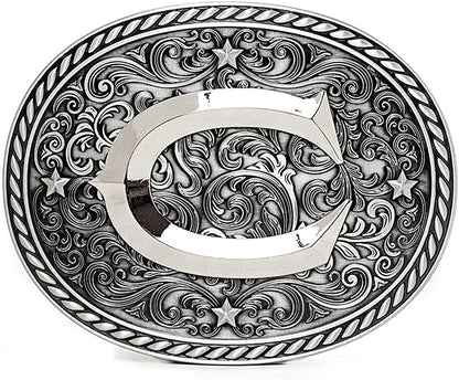 Western Cowboy/Cowgirl Initial Belt Buckle - Large, Letter Buckles for Men and Women Apparel & Accessories > Clothing Accessories > Belt Buckles Itera C  